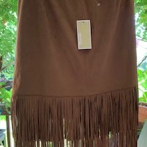 Michael Kors Size 6 Suede Fringe Skirt